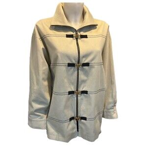 Vintage ST. JOHN Sport Marie Gray Equestrian Utility Jacket Gold Toggle S/M Coat